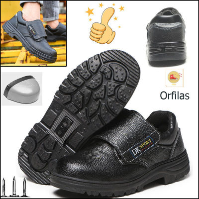 Orfilas 39-45!!! รองเท้าเซฟตี้เวลโครผู้ชายหัวเหล็กรองเท้านิรภัย PU รองเท้าเซฟตี้ขี้เกียจเท้าเดียวรองเท้ากันลื่น New arrival