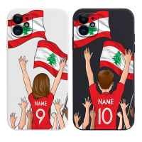 [2023] Costom Lebanon เคสเสื้อเจอร์ซีย์เตะฟุตบอลธงฟุตบอลสำหรับ iPhone 5S 6 6S SE 7 8 X XS XR 11 12 13 14 Pro Max Plus Mini