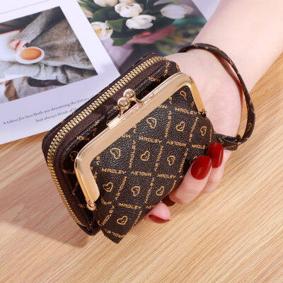 New Wallet Womens Fashion Wrist Strap Short Zero Wallet Large Capacity Coin Clip Bag Multi Card Bag Money Clip  35HR