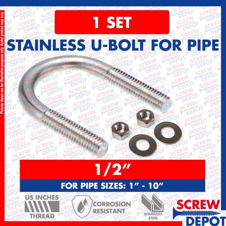 Tool 1SET 1 2 Inches SS U Bolt Stainless Ubolt SS304 U Bolt For Pipe tool-1set-1-2-inches-ss-u-bolt-stainless-ubolt-ss304-u-bolt-for-pipe