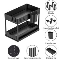 1/2ชิ้นตู้เก็บของที่เก็บของในอ่างล้างจานมี2ชั้นชั้นอเนกประสงค์ชั้นวางของในห้องน้ำอยู่ใต้ลิ้นชักซิงค์