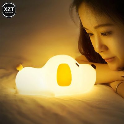 【CC】 Silicone Dog Night Sensor 2 Colors Dimmable Timer USB Rechargeable Bedside Lamp for Children Baby