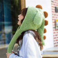 Dinosaur Beanie Hat Female Winter Funny Cute Knitted hats Woolen Warm with moving ears Earmuffs Gift Home Outdoor 2021