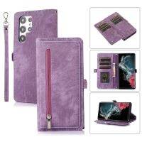 [COD] Suitable for S22ultra zipper 9 card bag leather case S22plus multi-card A32 art