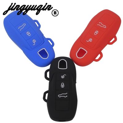 dvvbgfrdt jingyuqin Silicone 3 Buttons Car Key Case Cover For Porsche Boxster Cayman Macan Panamera Cayenne 911 Car-Styling