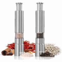 MOMMA แพคคู่ สแตนเลส กระบอก ขวด บด พริกไทย เกลือ เครื่องเทศ (2 Packs Handheld Stainless Steel Manual Pepper Muller Pepper Mill Dried Chilli Salt Grinder)