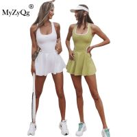 Summer Women Tennis Dresses Yoga Running Sports Breathable Elastic Fitness Outdoor Culottes Set Tracksuit Gym Sportswear Tight