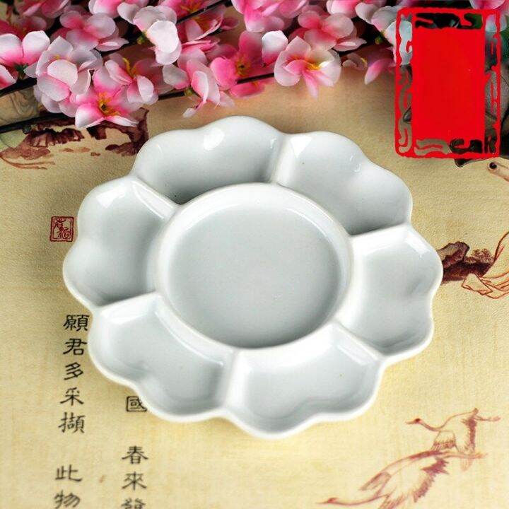 jingdezhen-ceramic-palette-art-gouache-watercolor-chinese-painting-pigment-white-porcelain-plate-supplies-tray