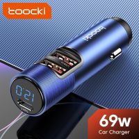 Toocki LED Display 69W USB Type C Car Charger QC3.0 Fast Charging Charger For iPhone Huawei Samsung Xiaomi USB A/C Car Charger