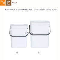 Nakko Wall-mounted Kitchen Trash Can Set Mini Ashbin Decktop Waste Bin White 3L+5L From Xiaomi Youpin