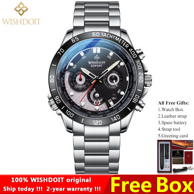 100 original WISHDOIT Watch for men Waterproof Sports Stainless steel Chronograph TOP Brand 2021New Luxury Fashion wristwatches