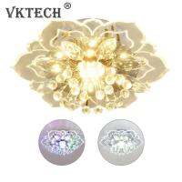 Creative Modern 9W LED Crystal Ceiling Chandelier Pendant WhiteWarm WhiteColorful Flower Shape Lamp for Interior Hallway Deco