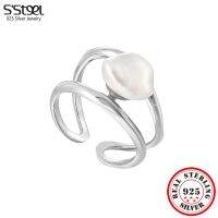 Ssteel 925 Silver Irregular Baroque Pearls Adjustable Rings Girls Luxury Brand Trending Products 2023 Accessories Fine Jewelry