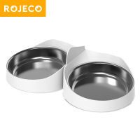 ROJECO เฉพาะสแตนเลสชามคู่อุปกรณ์เสริมสำหรับ4L อัตโนมัติป้อนสัตว์เลี้ยงแมวตู้อาหารปุ่มและรุ่น WIFI ไม่มีป้อน