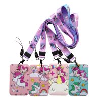 hot！【DT】✖✜  Cartoon Unicorn ID Credit Bank Card Holder Students Bus Lanyard Child Visit Door Badge Cards Cover