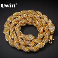 UWIN 9mm Rope Chain Necklace Silver Color Iced Out Rhinestones Hiphop Necklaces Jewelry Men Women Drop Shipping Fashion Chain Necklaces