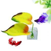 T5EB Betta Leaf Pad Hammock พร้อมถ้วยดูดพืชพลาสติก Double Leaves วางไข่