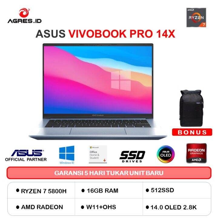 New Resmiandsegel Laptop Asus Vivobook Pro 14x Oled M3400qa Oleds751 Ryzen 7 5800h Ram 16gb 5458