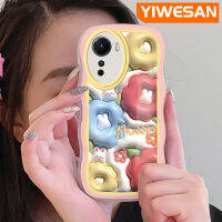 YIWESAN เคสสำหรับ Vivo Y35 Y16 5G Y56 5G เคสลายการ์ตูนดอกไม้3D แฟชั่นสีสันคลื่นเคสโทรศัพท์แบบใสป้องกันเลนส์กล้องเคสนิ่มโปร่งใสกรอบซิลิโคนกันกระแทก