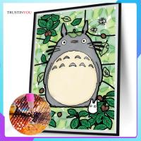 5D ภาพวาดเพชรเจาะเต็มรอบ DIY Totoro ชุดศิลปะหัตถกรรมตกแต่งบ้าน