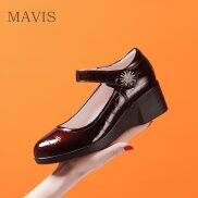 Giày Cho Mẹ Mũi Tròn Đế Xuồng Da Sáng Catwalk Thoải Mái Và Mang Thường Ngày
