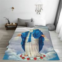 [High-end blanket] Virgin Mary คริสเตียนชาวคาทอลิกผ้าห่มถักนิตติ้งผู้หญิงของ Guadalupe ผ้าห่มสักหลาดอ่อนแบบมีชายครุยโซฟาบ้านผ้าคลุมเตียงให้ความอบอุ่นนุ่ม