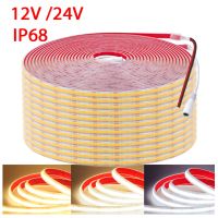 12V 24V IP68 Waterproof COB LED Strip Light 5m 10m 15m 20m 0.5m 1m DC Flexible Tape 320LED/M High Density Bright Liner Lighting