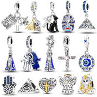 925 เงินสเตอร์ลิง Dangle Charms CROSS Angel พีระมิดฟาโรห์ Baeds Fit Pandora สร้อยข้อมือ DIY เครื่องประดับ Charms-Jiieu