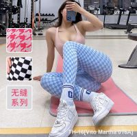 ▩ Vito Martha 016A [Processing and customization] seamless checkerboard houndstooth yoga pants womens peach buttocks sports quick-drying tight trousers