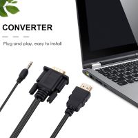 1.8m Adapter Cable Cord HDMI-compatible To VGA Converter Adapter Cable Male To Male Replacement with Audio Power Supply