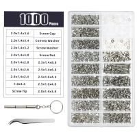 1000pcs Stainless Steel Micro Glasses Sunglass Watch Spectacles Phone Tablet Screws Nuts Screwdriver Set Kits Repair Tool Nails Screws Fasteners