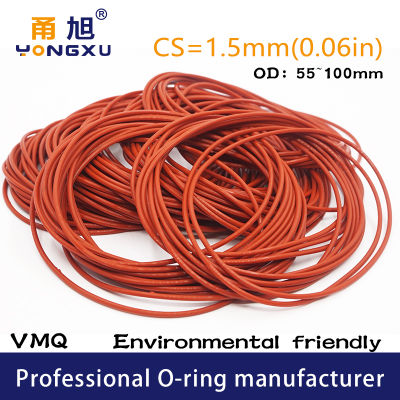 แหวนซิลิโคนสีแดง VMQ O-Ring CS1.5mm ความหนา OD55/60/65/70/75/80/85/90/95/100*1.5mm O Ring ซีลยางปะเก็นแหวนเครื่องซักผ้า-Yinguer