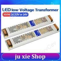 JuXie store 300W Ultra Thin Driver For LED Strips Constant Voltage Power Supply DC 12V 24V Lighting Transformers 300W