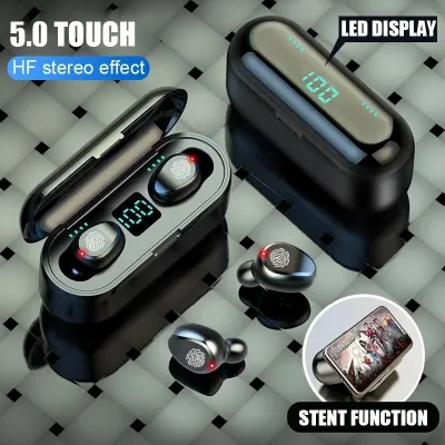 TWS F9 Wireless Headphone Bluetooth compatible Sport Earphone Touch Mini Earbuds Stereo Bass Headset with 2000mAh Charging Case