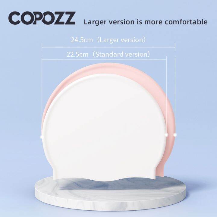 copozz-หมวกว่ายน้ำพิมพ์ลายยูนิเซ็กซ์หมวกกันน้ำหมวกน้ำซิลิโคนสำหรับผู้ชายผู้หญิงเครื่องป้องกันหูสระว่ายน้ำอุปกรณ์กีฬาเยาวชนผู้ใหญ่