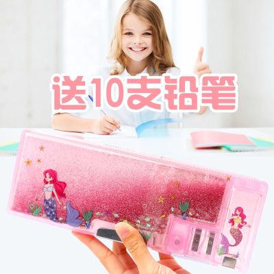 JOJO กล่องดินสอเคสกล่องเกรด1-6กล่องใส่ปากกาโรงเรียนประถมสำหรับเด็กผู้หญิงกล่องเครื่องเขียนนักเรียนแบบมีทรายดูดกระเป๋าดินสอสีแดง