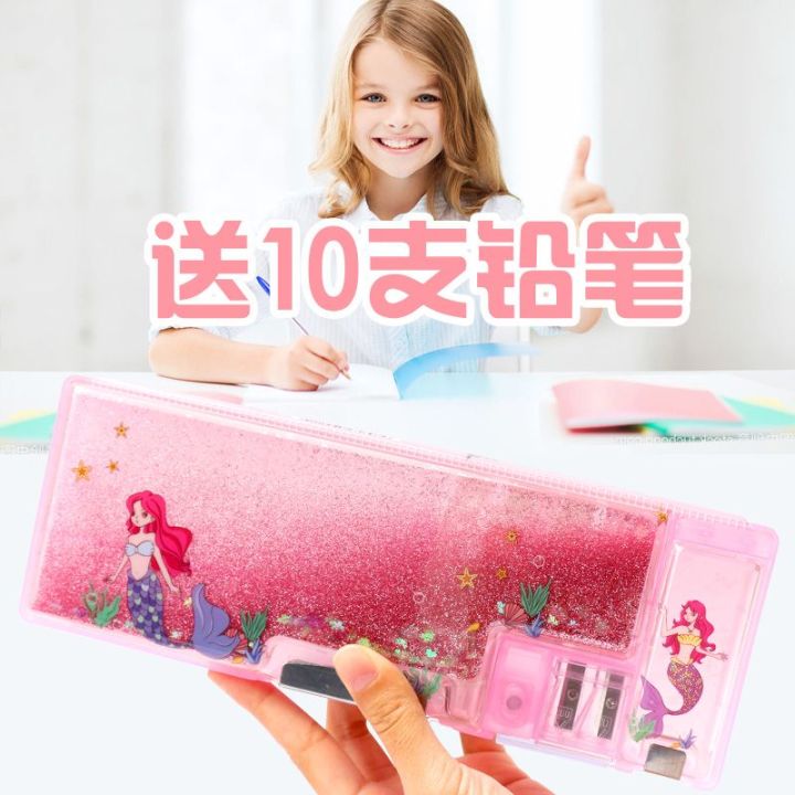 jojo-กล่องดินสอเคสกล่องเกรด1-6กล่องใส่ปากกาโรงเรียนประถมสำหรับเด็กผู้หญิงกล่องเครื่องเขียนนักเรียนแบบมีทรายดูดกระเป๋าดินสอสีแดง