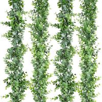 3Packs 6ft Artificial Eucalyptus Garland Wall Hanging Fake Plant Vines for Wedding Home Room Garden Decoration Plastic Rattan Electrical Connectors