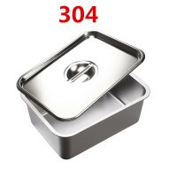 304 Stainless Steel Flat Bottom rectangle Square Basin with Covered Dish Buffet Plate food Basin Grilled Plate bbq storage tray