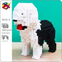 PZX 6618-5 Animal World Old English Sheepdog Dog Pet Doll Model DIY Mini Diamond Blocks Bricks Building Toy for Children no Box