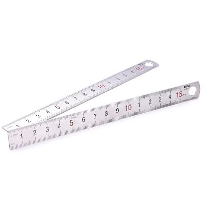 ：“{》 Deli 15/20/30/Cm Metal Stainless Steel Ruler Thickened Student Stationery Multiftional Engineering Office Drawing Tool Supply