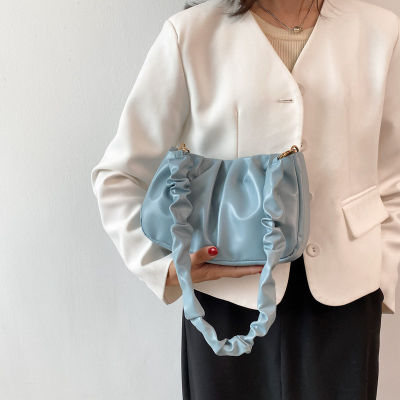 Simple New Small Bag Womens 2021 Summer New Popular Pleated Cloud Bag Fashion Korean Style Crossbody Shoulder Bag