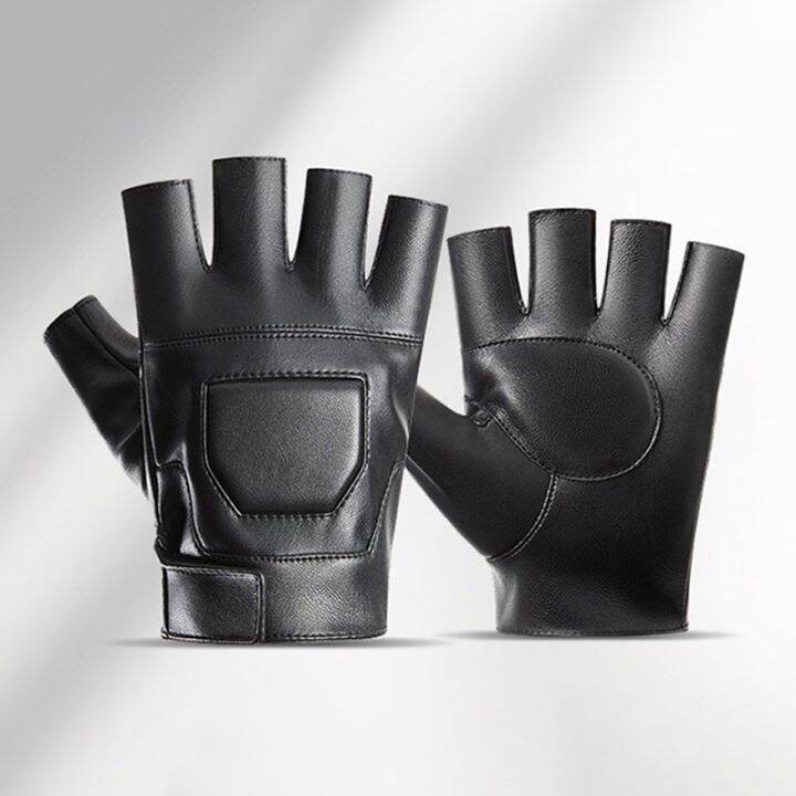 spring-outdoor-black-mens-motorcycle-gloves-shock-absorbing-breathable-wear-resistant-half-finger-male-driving-gloves