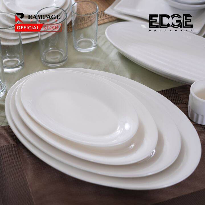 Edge set of 6 Ceramic Oval Dinner Plates Restaurant, Family Party and