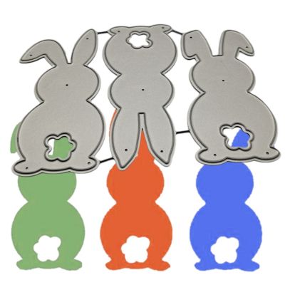 กระต่ายอีสเตอร์โลหะตัดตายลายฉลุ DIY สมุดอัลบั้มกระดาษการ์ดแม่แบบแม่พิมพ์ลายนูนหัตถกรรม