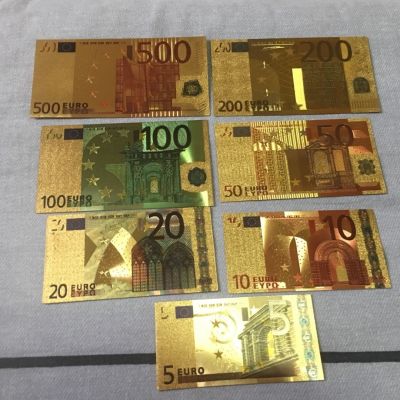 【HOT SALE】 ชุด200ปลอมคอลเลกชันกระดาษ EUR 20 7ชิ้น/ล็อต5ธนบัตร50ใบ500สำหรับ10ทองใน100ทองเงิน24K