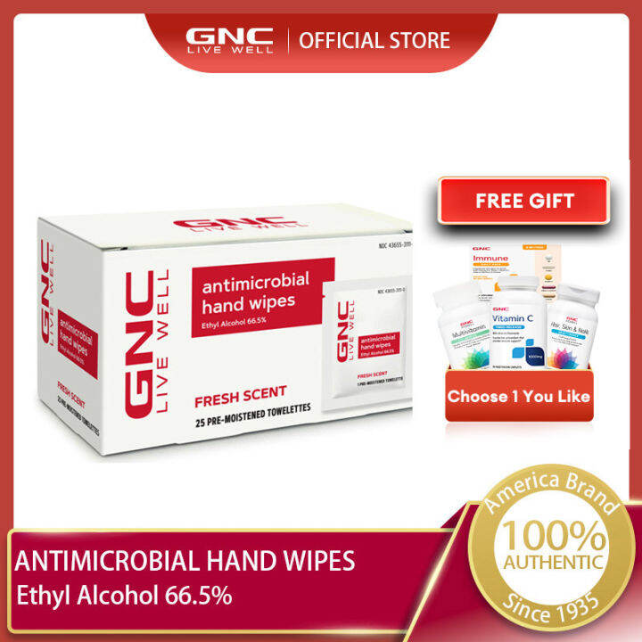 GNC Antimicrobial Hand Wipes [EXPJuly2024] Lazada
