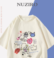 NUZIRO(พร้อมส่ง)เสื้อยืดแขนสั้น รูปแบบการ์ตูนสีสันสดใส ผ้านิ่ม เด้ง ใส่สบาย สไตล์เกาหลี #I0006