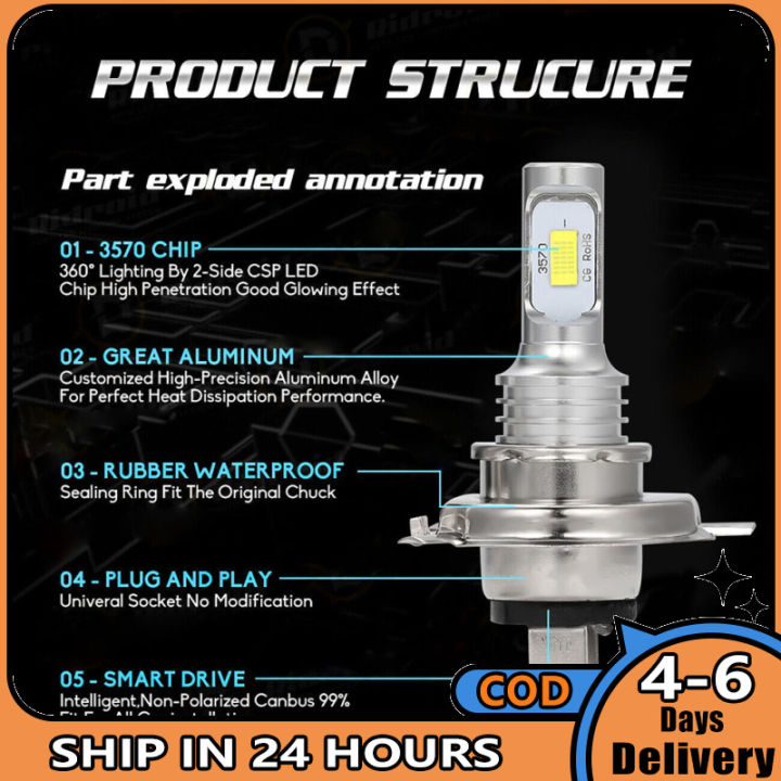 4ชิ้นรถยนต์-led-หลอดไฟหน้าชุดไฟหน้าไกล-ต่ำคานไฟตัดหมอกรวมกันเข้ากันได้สำหรับโตโยต้าทุนดรา2014-2020