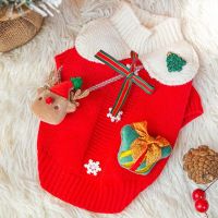Pet Knitted Sweater Autumn Winter Medium Small Dog Clothes Warm Wool Cute Christmas Decorations Kitten Puppy Sweet Pullover